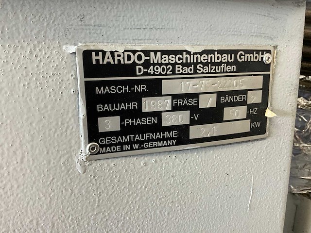 Hardo ortho solo 75 band- schuur- polijstmachine v.v. pneumatische klepafzuiging - afbeelding 5 van  6