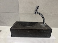 Hardstenen fontein 36x18x9 cm + kraan wb, antraciet - afbeelding 1 van  4