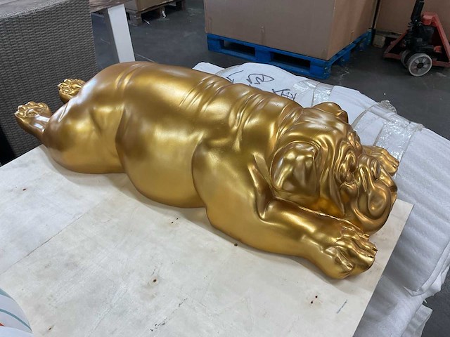 Harsbeeld va een liggende engelse buldog 90cm - afbeelding 2 van  3