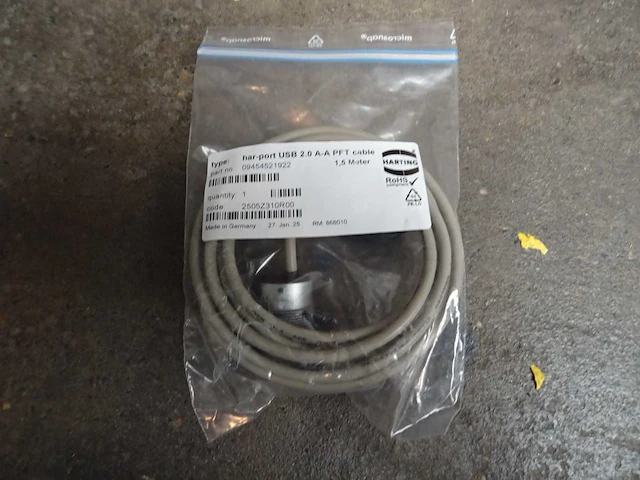 Harting - har-port usb 2.0 a-a pft cable - usb poort 2mtr kabel (120x) - afbeelding 2 van  3
