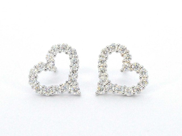 Hartvorm oorbellen van hoge kwaliteit met briljanten - afbeelding 4 van  8