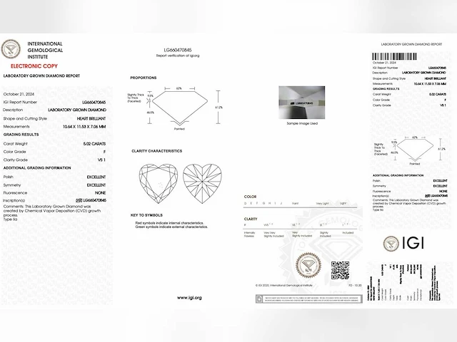 Hartvormige diamant 5.02 ct - afbeelding 3 van  4