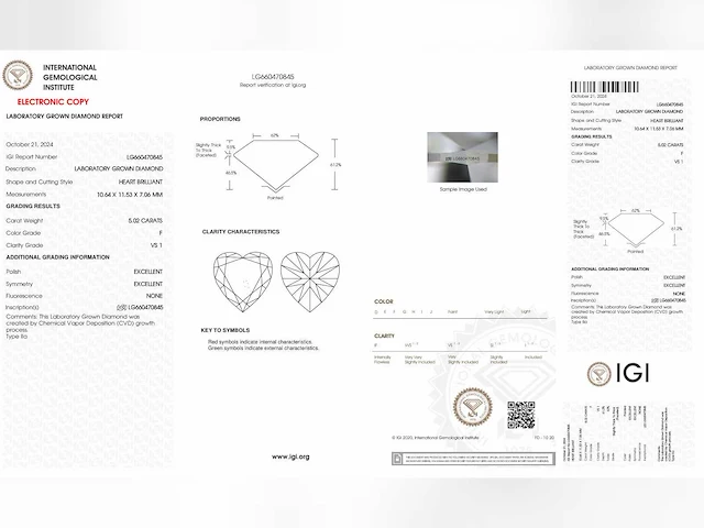 Hartvormige diamant 5.02 ct - afbeelding 4 van  4