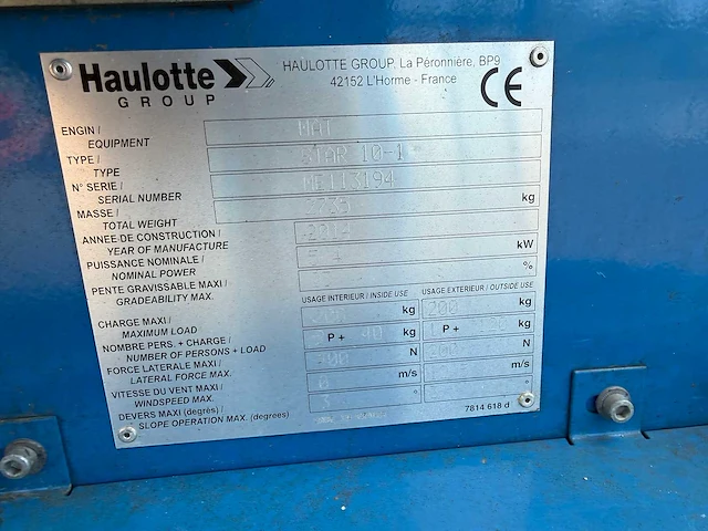 Haulotte - 2014 - star 10 - mast hoogwerker - afbeelding 24 van  30