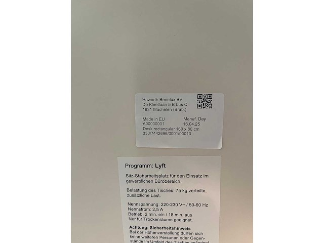 Haworth - elektrische zit/ sta bureau 160x80 - ongebruikt - afbeelding 9 van  13