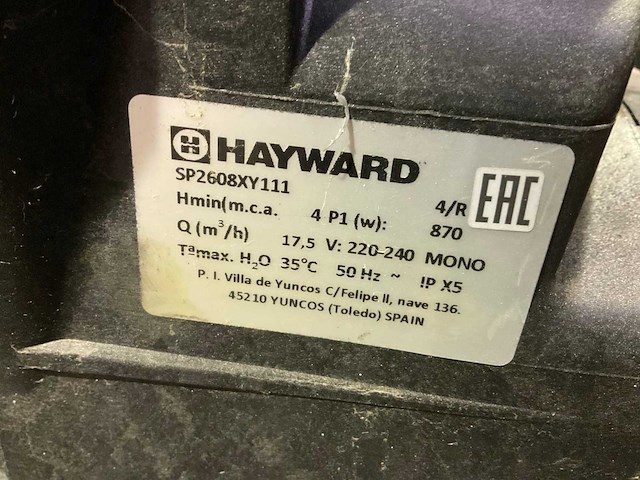 Hayward super pomp pro sp2608xy111 waterpomp (2x) - afbeelding 4 van  4