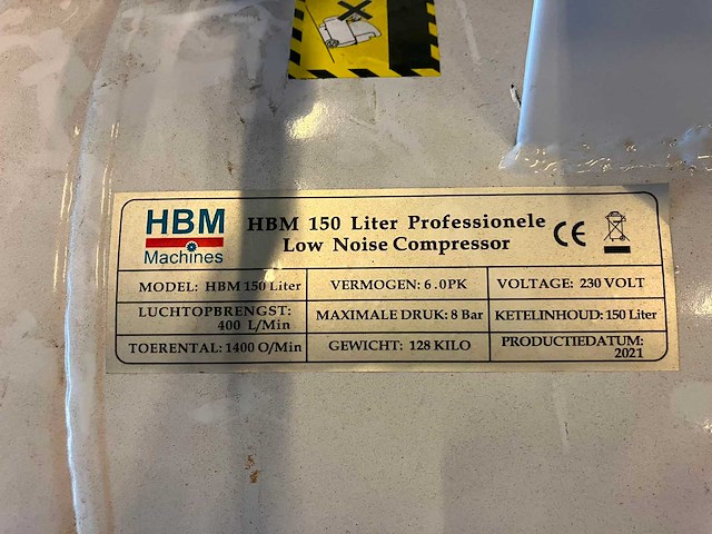 Hbm - 6 pk - 150 liter - low noise - hogedrukcompressor - afbeelding 5 van  6