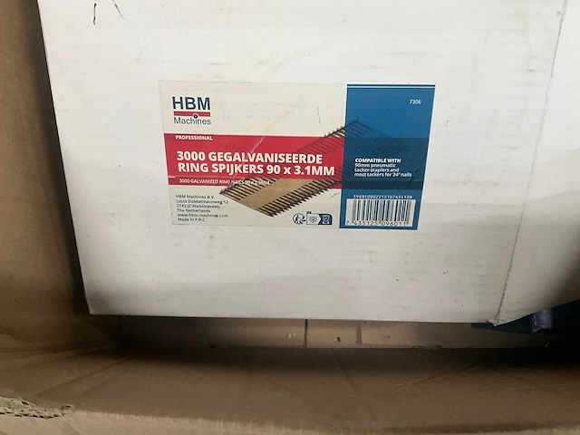 Hbm - gegalvaniseerde ring spijker 90x3,1 mm - pneumatische tacker - afbeelding 3 van  5