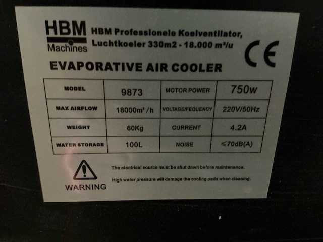 Hbm 9873 evaporatieve air cooler - afbeelding 10 van  10