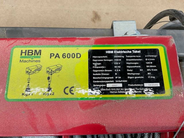 Hbm pa600d elektrische kettingtakel - afbeelding 5 van  5