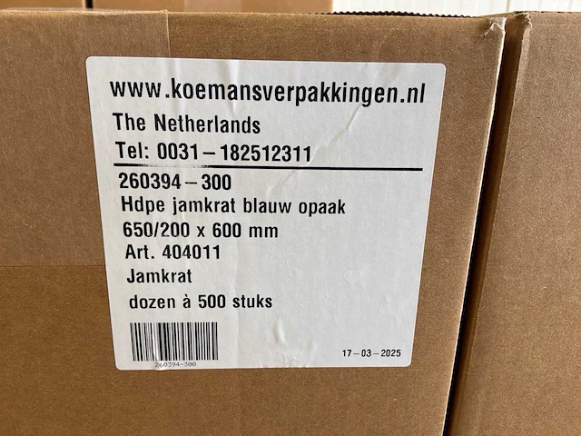 Hdpe zakken jamkrat blauw (650/200 x 600 mm) (28000x) - afbeelding 3 van  3