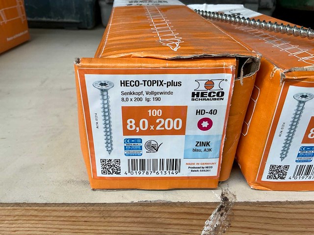 Heco topix 8,0x200 houtschroeven (2x) - afbeelding 2 van  2