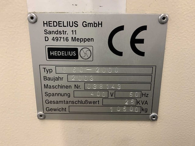 Hedelius - 2003 - c60-2000 - verticaal cnc bewerkingscentrum - afbeelding 16 van  33