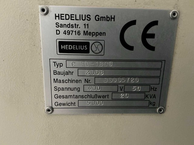 Hedelius - 2008 - c50/1800 - verticale machinecentra - afbeelding 8 van  15