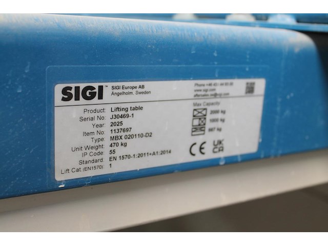Heftafel sigi mbx020110-d2 met hefcapaciteit 2 ton. tafel is uitgevoerd met rollerbaan hg met aan- en afvoe... - afbeelding 3 van  6