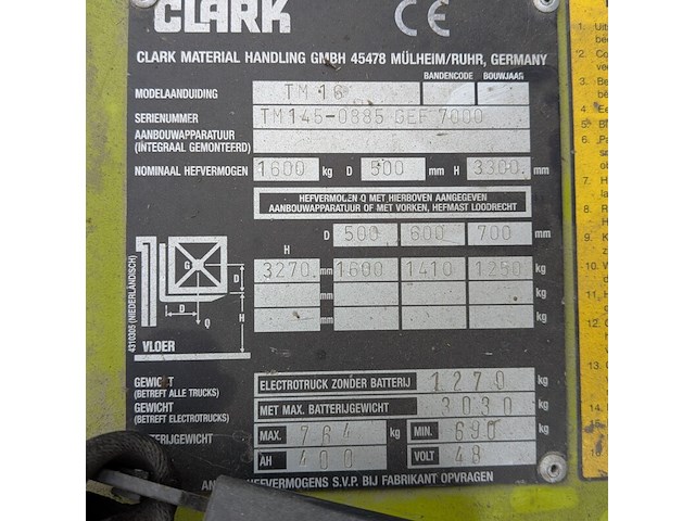 Heftruck clarck, tm16 - afbeelding 8 van  20