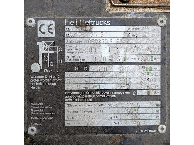 Heftruck heli, cpd35g2, bouwjaar 2012 - afbeelding 7 van  22