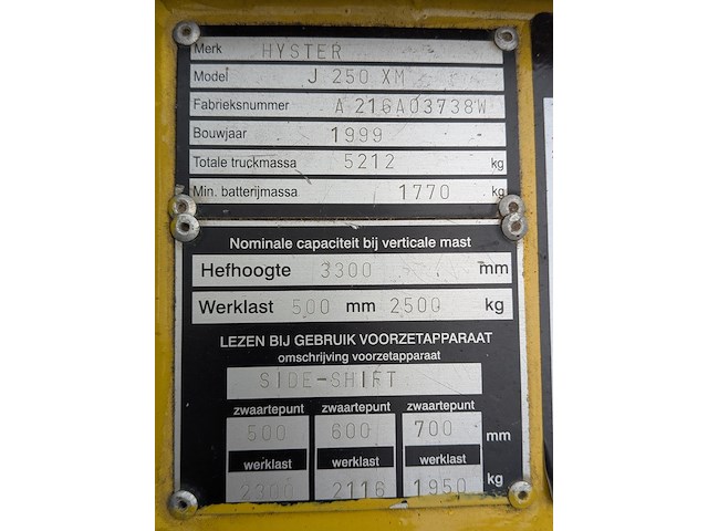 Heftruck, hyster, j250xn, 1999 - afbeelding 14 van  24