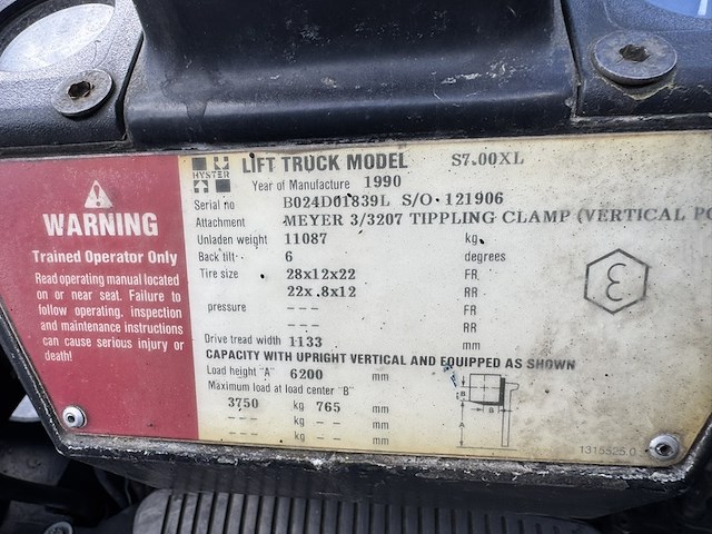 Heftruck, hyster, s7.00xl, blauw, 1990, gas - afbeelding 13 van  16