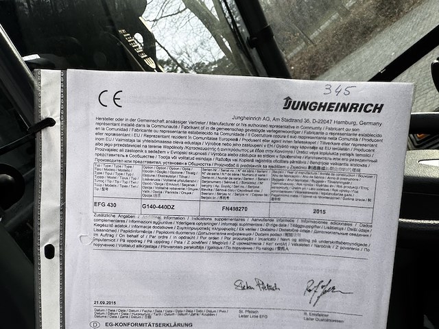 Heftruck, jungheinrich, efg s30, geel, 2014, elektrisch - afbeelding 16 van  19