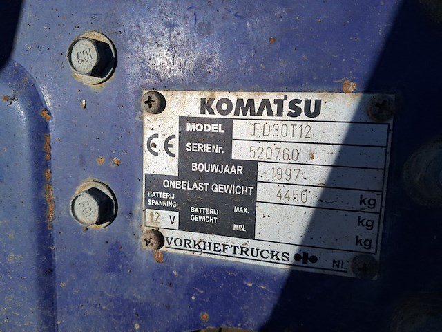 Heftruck, komatsu, fd30t12, geel / bauw, 1997 - afbeelding 5 van  25