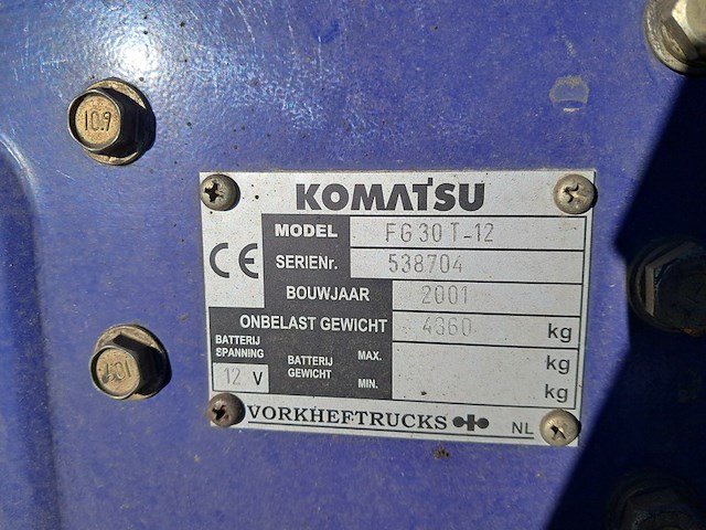 Heftruck, komatsu, fg30ht-12, geel / blauw, 2001 - afbeelding 2 van  24