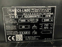 Heftruck, linde, e14-02 accu 2022, 2016 - afbeelding 9 van  20