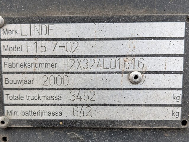 Heftruck linde, e15, bouwjaar 2000 - afbeelding 4 van  19