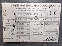 Heftruck linde, e25 - 600 / 03, bouwjaar 2009 - afbeelding 5 van  23