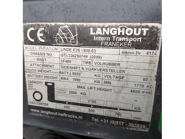 Heftruck linde, e25 - 600 / 03, bouwjaar 2009 - afbeelding 9 van  23
