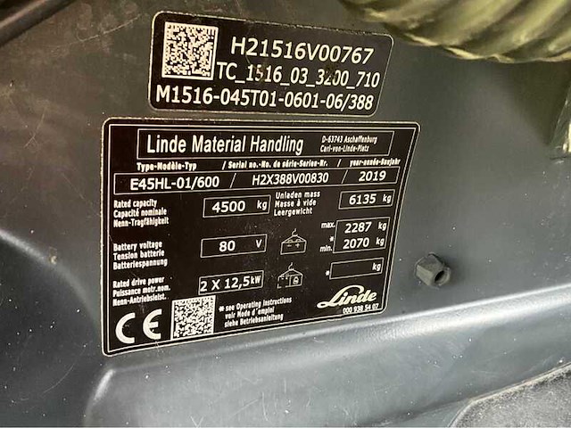 Heftruck, linde, e45hl-01/600, 2019 - afbeelding 3 van  22