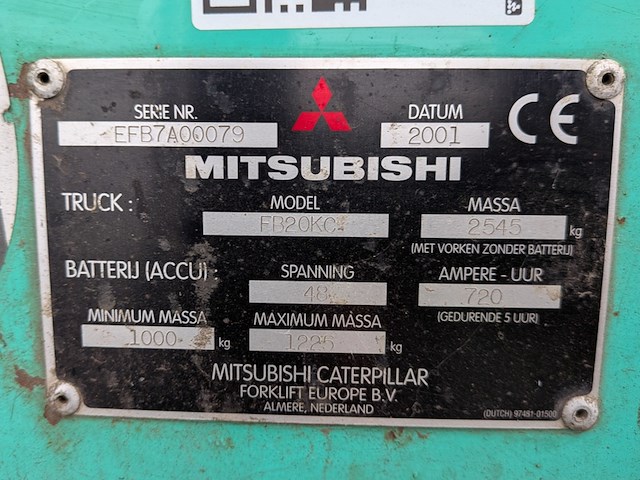 Heftruck mitsubishi, fb20kc, bouwjaar 2001 - afbeelding 10 van  23