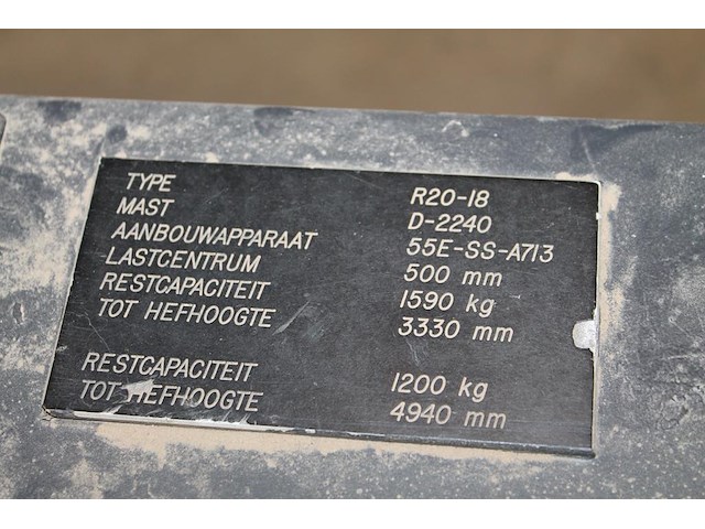 Heftruck still r20-16 met driedelige mast, sideshift, hefhoogte 494 cm, hefvermogen 1600 kg, 7203 draaiuren... - afbeelding 3 van  9