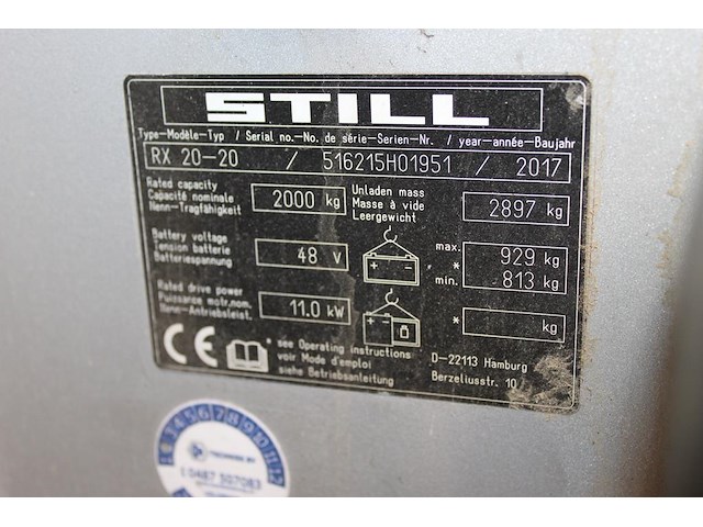 Heftruck still rx20-2u met driedelige mast, 48v 100 a acculader en set verlenglepels. hefhoogte 685 cm. sid... - afbeelding 7 van  9