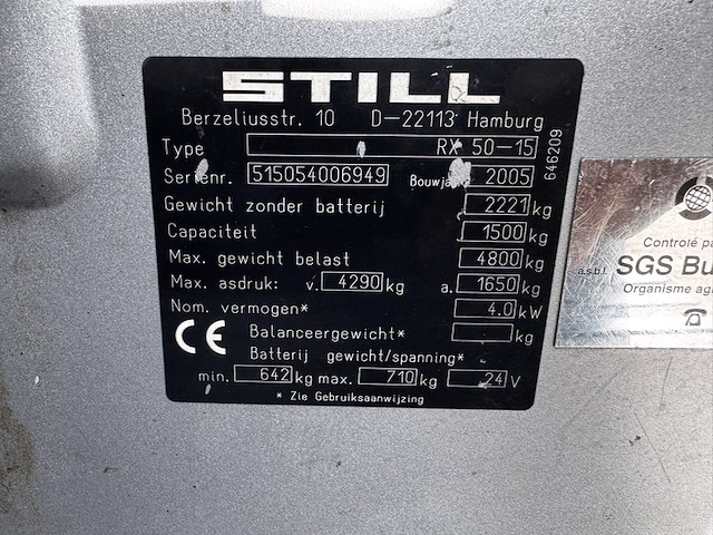Heftruck still, rx50-15, grijs, bouwjaar 2005, elektrisch - afbeelding 5 van  10