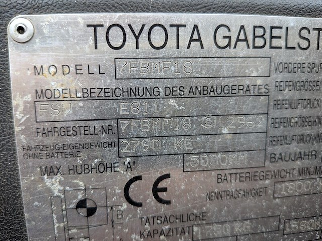 Heftruck toyota, 7fbmf18, bouwjaar 2006 - afbeelding 6 van  24