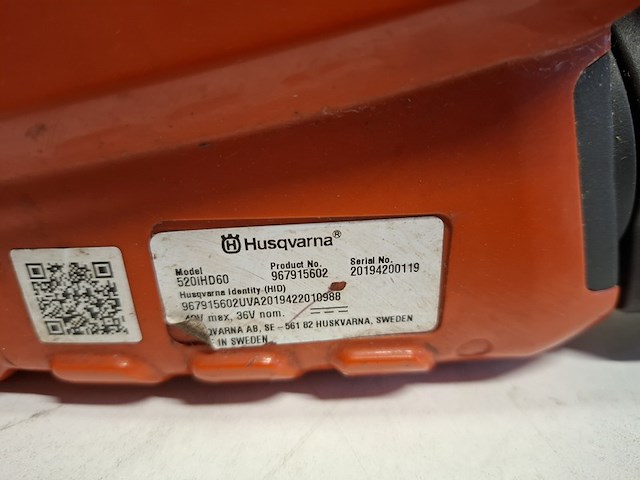 Heggenschaar - 60cmo inclusief accupakket (2 accu's en lader) husqvarna, 520ihd61, bouwjaar 2020 - afbeelding 9 van  13