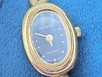 Helbros goldplated dameshorloge met diamant - afbeelding 3 van  7