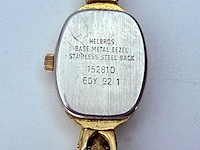 Helbros goldplated dameshorloge met diamant - afbeelding 4 van  7