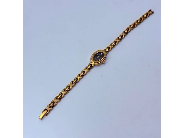 Helbros goldplated dameshorloge met diamant - afbeelding 6 van  7
