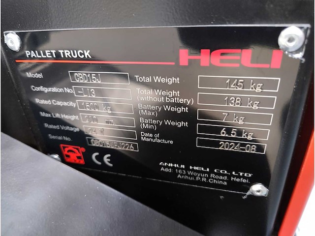Heli - 2024 - cbd15 - elektrische palletwagen - afbeelding 2 van  25