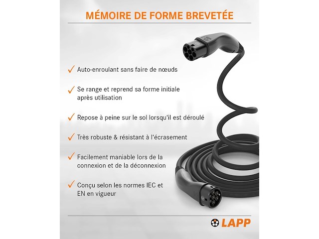 Helix laadkabel elektrische auto type 2 22 kw 32 a / 400 v - afbeelding 3 van  5