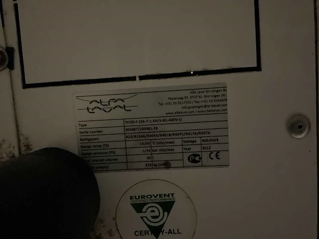 Helpman alfa laval - 2012 - thor-f 256-7-1,5h/5-g1-400v-li - verdamper (c) - afbeelding 6 van  6