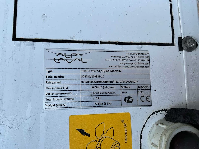 Helpman alfa laval - 2012 - thor-f 256-7-1,5h/5-g1-400v-re - overige luchtkoelingsapparatuur (c) - afbeelding 9 van  9