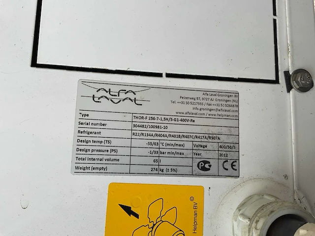 Helpman alfa laval - 2012 - thor-f 256-7-1,5h/5-g1-400v-re - overige luchtkoelingsapparatuur (c) - afbeelding 9 van  9