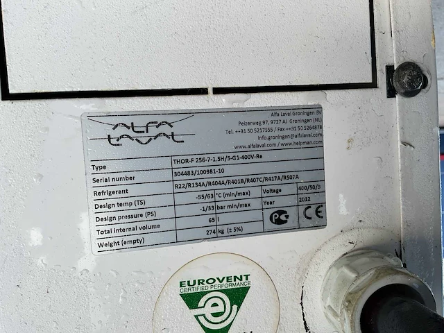 Helpman alfa laval - 2012 - thor-f 256-7-1,5h/5-g1-400v-re - overige luchtkoelingsapparatuur (c) - afbeelding 9 van  9