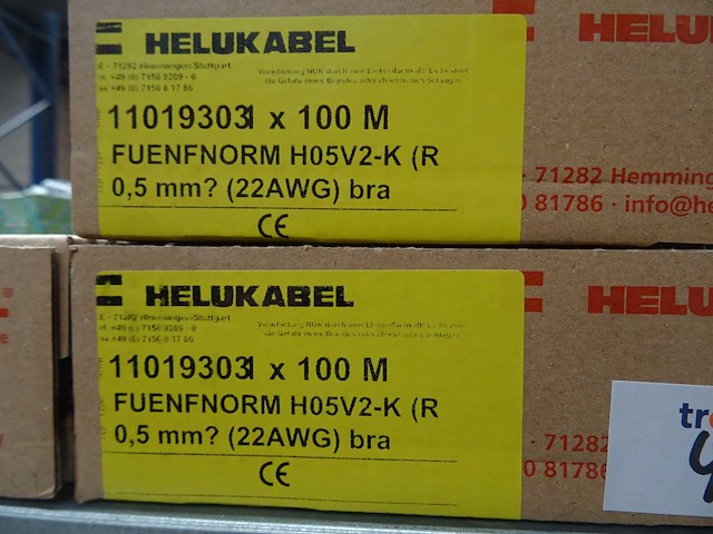 Helukabel - fuenfnorm h05v2-k - rol elektrakabel 100m (3x) - afbeelding 2 van  3