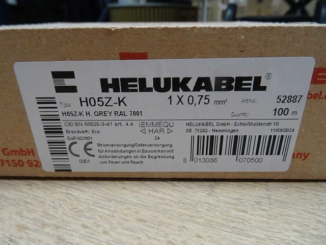 Helukabel - h05z-k - 1x 0,75 mm2 - installatiedraad 100 mtr (22x) - afbeelding 2 van  2