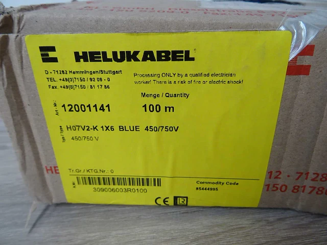 Helukabel - h07v2-k 1x6 blue - montagedraad 100 mtr - afbeelding 2 van  2
