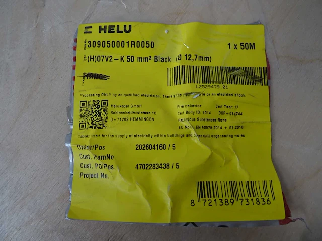 Helukabel - (h)07v2-k 50mm2 black - installatiedraad - afbeelding 2 van  2